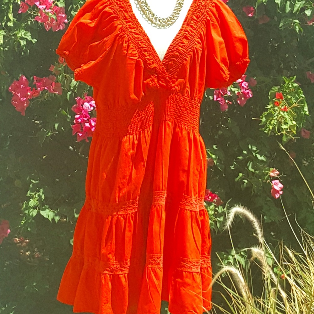 Romantic Orange Plus Size Sundress